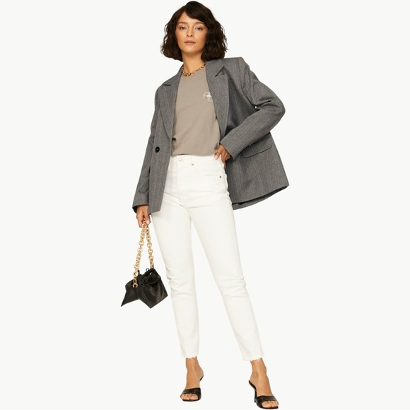 Anine Bing Becky Herringbone Cotton Oversized Blazer | Sz Medium | Grey & Black - Picture 3 of 14